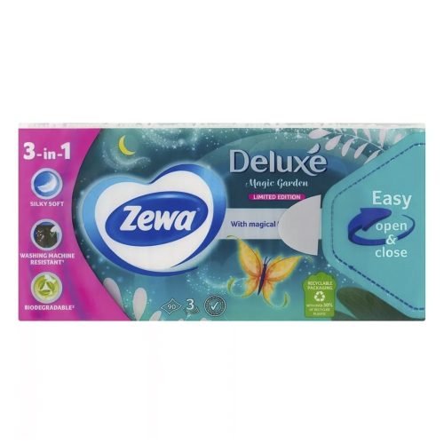 Papírzsebkendő ZEWA Deluxe 3 rétegű 90 darabos Limited Edition