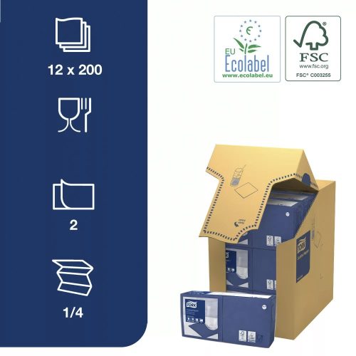 Szalvéta TORK Advanced 477825  2 rétegű 24x24 cm 1/4 hajtogatott kék