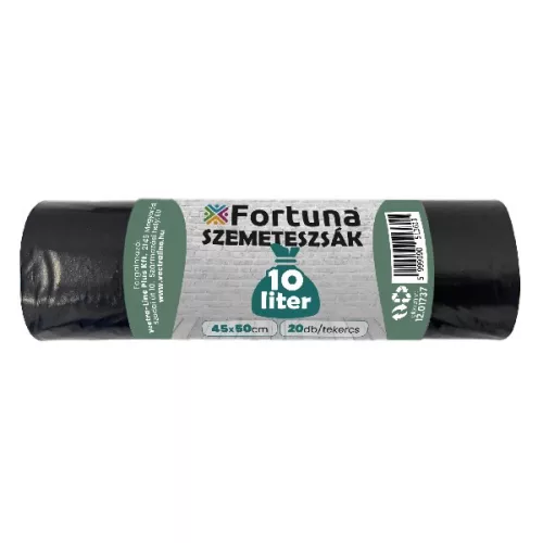 Szemeteszsák FORTUNA 10L fekete 45x50 cm 20 darabos