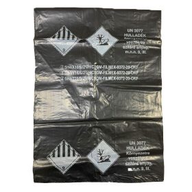   Minősített ADR hulladék gyűjtőzsák újrahasznosított PE barcas 95 x125 cm 60mc fekete