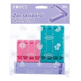   Tasakzáró csipesz BONUS műanyag 3 méret vegyes színek 10 darabos