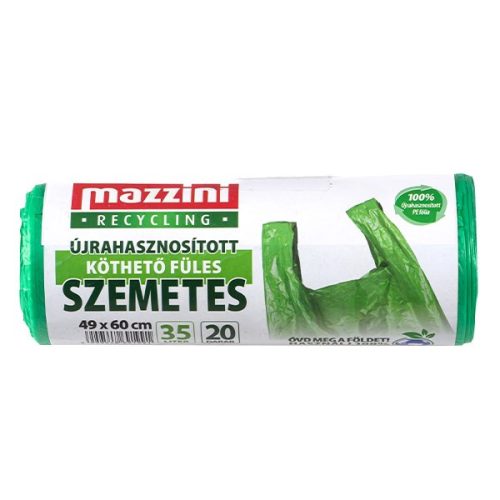 Szemeteszsák MAZZINI 35L újrahasznosított köthető füles 20 darabos