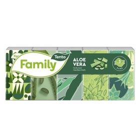   Papírzsebkendő TENTO Family aloe vera 3 rétegű 10x10 darabos