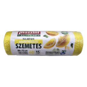   Szemeteszsák MAZZINI illatosított citrusos húzófüles 59x72 cm 60L 15 darabos