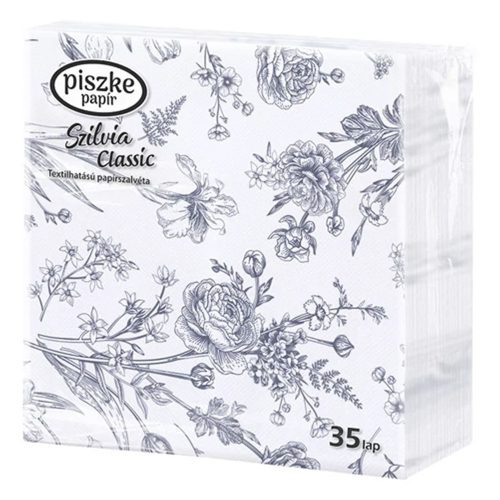Szalvéta PISZKE Szilvia Classic 2 rétegű 33x33 cm 1/4 hajtogatott 35 lapos vegyes mintás