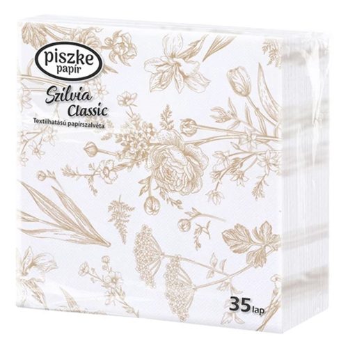 Szalvéta PISZKE Szilvia Classic 2 rétegű 33x33 cm 1/4 hajtogatott 35 lapos vegyes mintás