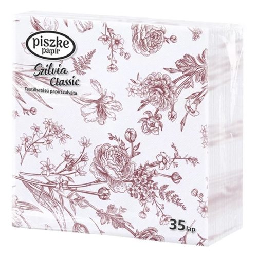 Szalvéta PISZKE Szilvia Classic 2 rétegű 33x33 cm 1/4 hajtogatott 35 lapos vegyes mintás