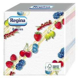   Szalvéta REGINA Berries 1 rétegű 30x30 cm 1/4 hajtogatott 45 lapos apró gyümölcsök