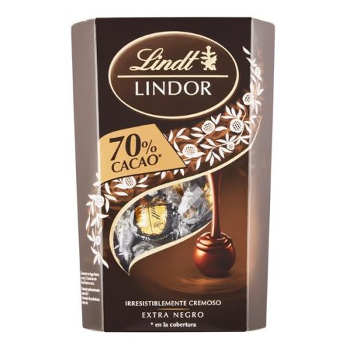 Csokoládé LINDT Lindor 70% Cacao étcsokoládé golyók díszdobozban 337 g