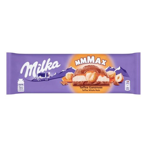 Csokoládé MILKA MMMax Toffee Karamellás-Egészmogyorós 300 g