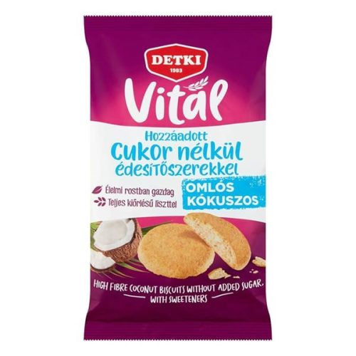 Keksz DETKI Édes hozzáadott cukor nélkül édesítőszerekkel kókuszos 180 g