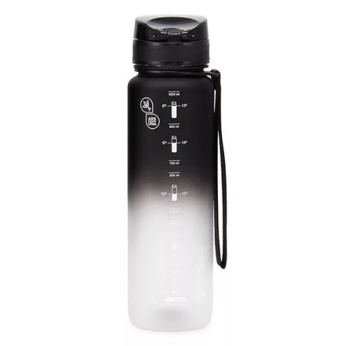 Kulacs ARS UNA műanyag matt BPA-mentes motivációs ombre 1 liter Black & White