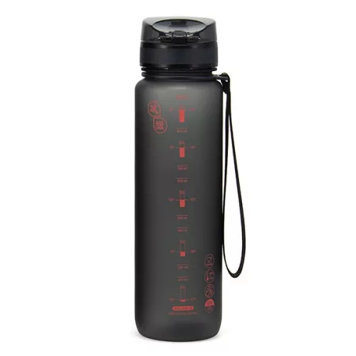 Kulacs ARS UNA műanyag matt BPA-mentes motivációs 1 liter Dark grey