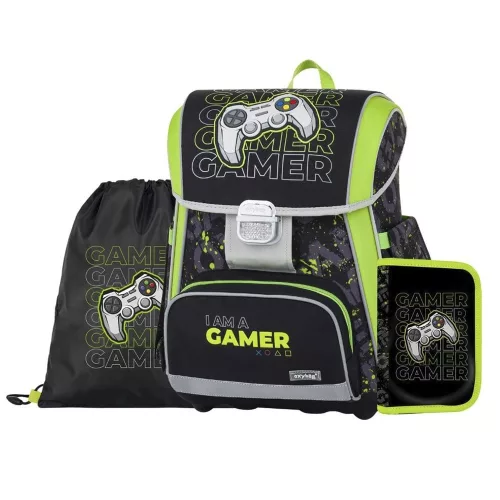 Iskolatáska szett OXY Premium 3 részes Gamer tolltartóval és tornazsákkal