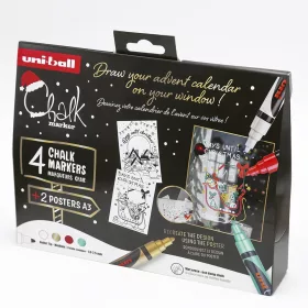   Folyékony kréta UNI PWE-5M Karácsonyi kiadás Tradicionális színek 4 darabos