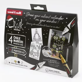   Folyékony kréta UNI PWE-5M Karácsonyi kiadás Elegáns színek 4 darabos