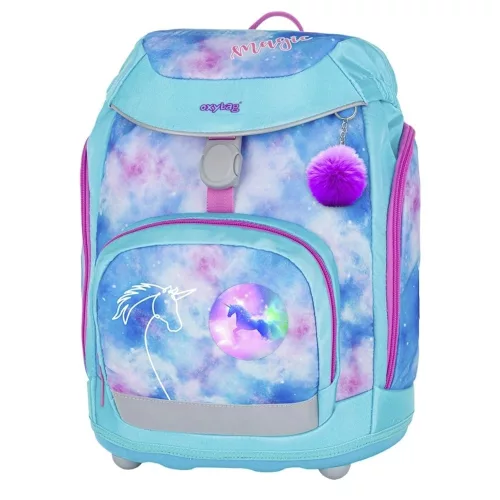 Iskolatáska szett OXY SHERPY 4 részes Unicorn tolltartóval, tornazsákkal és cserélhető matricával