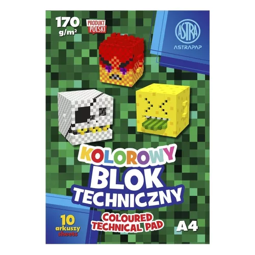 Rajzlap ASTRA PAP 170 g A/4 10 íves színes szélű Pixel és Unicorn