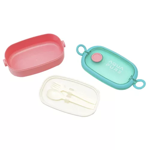 Uzsonnás doboz AQUA PURE műanyag BPA mentes 210x120x70 mm zöld-pink