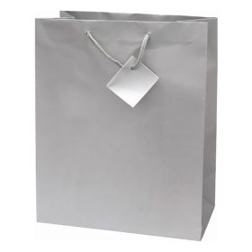   Dísztasak CREATIVE Special Simple L 26x32x12 cm egyszínű ezüst zsinórfüles