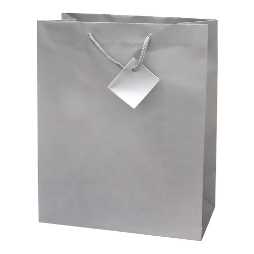 Dísztasak CREATIVE Special Simple L 26x32x12 cm egyszínű ezüst zsinórfüles