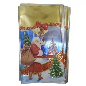   Mikulászacskó műanyag 20x35 cm Arany Mikulás széles 100 darabos