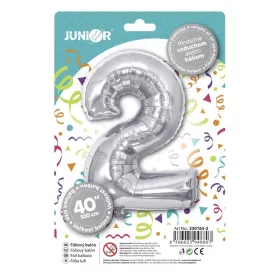 Lufi JUNIOR szülinapos 2-es szám 100 cm ezüst
