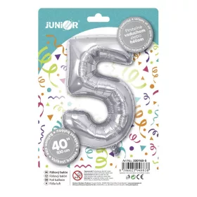 Lufi JUNIOR szülinapos 5-ös szám 100 cm ezüst