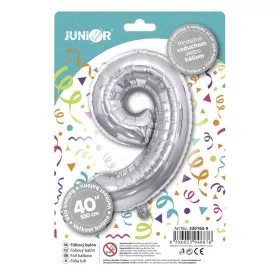 Lufi JUNIOR szülinapos 9-es szám 100 cm ezüst