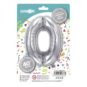 Lufi JUNIOR szülinapos 0-s szám 100 cm ezüst