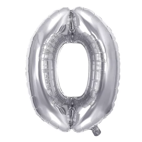 Lufi JUNIOR szülinapos 0-s szám 100 cm ezüst
