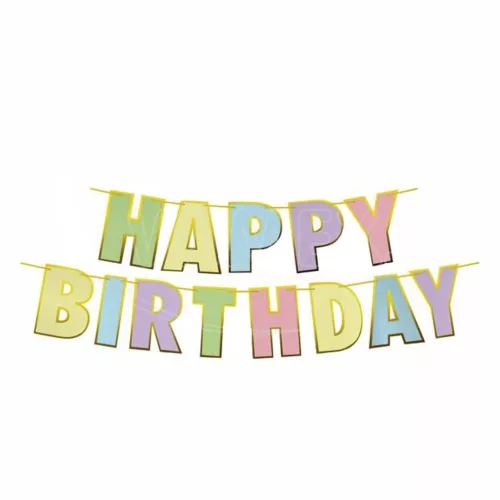Girland JUNIOR színes papír happy birthday feleiratos 16x20 cm betűk+ 5m zsínór