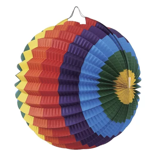 Lampion gömb JUNIOR színes papír szivárvány 26x22,5 cm