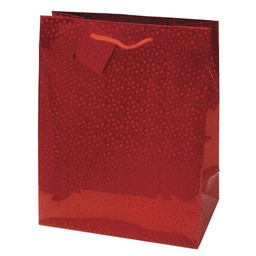 Dísztasak CREATIVE Special Hologram M 18x23x10 cm egyszínű piros sodort füles