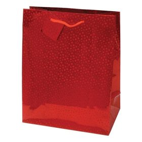   Dísztasak CREATIVE Special Hologram L 26x32x12 cm egyszínű piros sodort füles