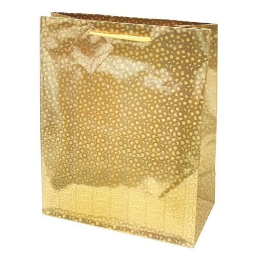 Dísztasak CREATIVE Special Hologram M 18x23x10 cm egyszínű arany sodort füles