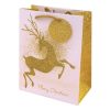 Dísztasak CREATIVE Luxury M 18x23x10 cm karácsonyi arany mintás matt glitteres zsinórfüles