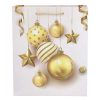 Dísztasak CREATIVE Simple M 32x26x10 cm karácsonyi arany mintás glitteres szalagfüles