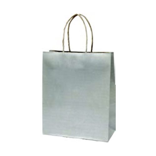 Dísztasak CREATIVE Classic Simple S 12x15x5,5 cm kraft egyszínű ezüst sodort füles