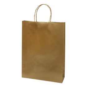   Dísztasak CREATIVE Classic Simple L 26x35x8 cm kraft egyszínű arany sodort füles