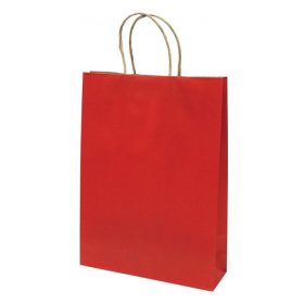   Dísztasak CREATIVE Classic Simple L 26x35x8 cm kraft egyszínű piros sodort füles