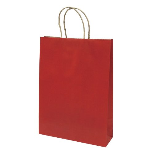 Dísztasak CREATIVE Classic Simple L 26x35x8 cm kraft egyszínű piros sodort füles