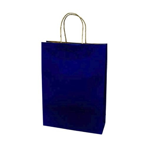 Dísztasak CREATIVE Classic Simple L 26x35x8 cm kraft egyszínű sötétkék sodort füles