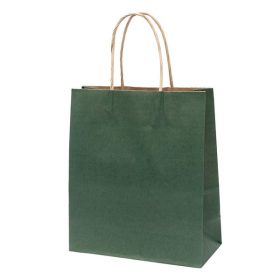   Dísztasak CREATIVE Classic Simple M 22x25x10 cm kraft egyszínű sötétzöld sodort füles