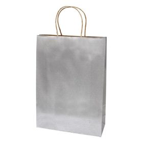   Dísztasak CREATIVE Classic Simple XL 31x42x11 cm kraft egyszínű ezüst sodort füles