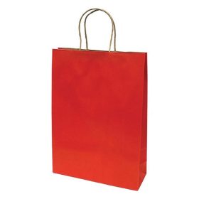   Dísztasak CREATIVE Classic Simple XL 31x42x11 cm kraft egyszínű piros sodort füles