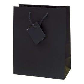   Dísztasak CREATIVE Special Simple M 18cm x 23cm x 10 cm egyszínű fekete zsinórfüles