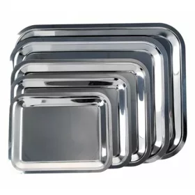 Tálca szögletes rozsdamentes acél krómozott 30 x 24 cm