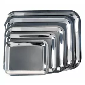 Tálca szögletes rozsdamentes acél krómozott 35 x 28 cm