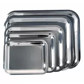 Tálca szögletes rozsdamentes acél krómozott 40 x 32,5 cm